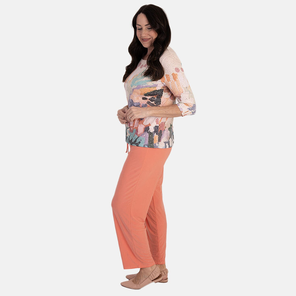 Anamor Ity Ankle Grazer Trouser With Drawstring Waist (Size S-M) - Coral