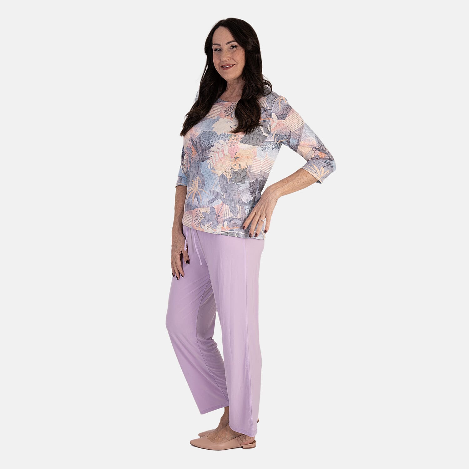 Anamor Ity Ankle Grazer Trouser With Drawstring Waist (Size XL-XXL) - Lilac