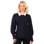 Anamor Jacquard Collar Knitted Jumper (Size - S-M) - Navy