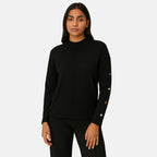 Anamor Gold Button Trim Sleeve Supersoft Jumper (Size M) - Black