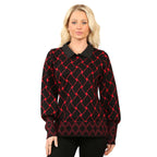 Anamor Jacquard Collar Knitted Jumper (Size - S-M) - Black & Red