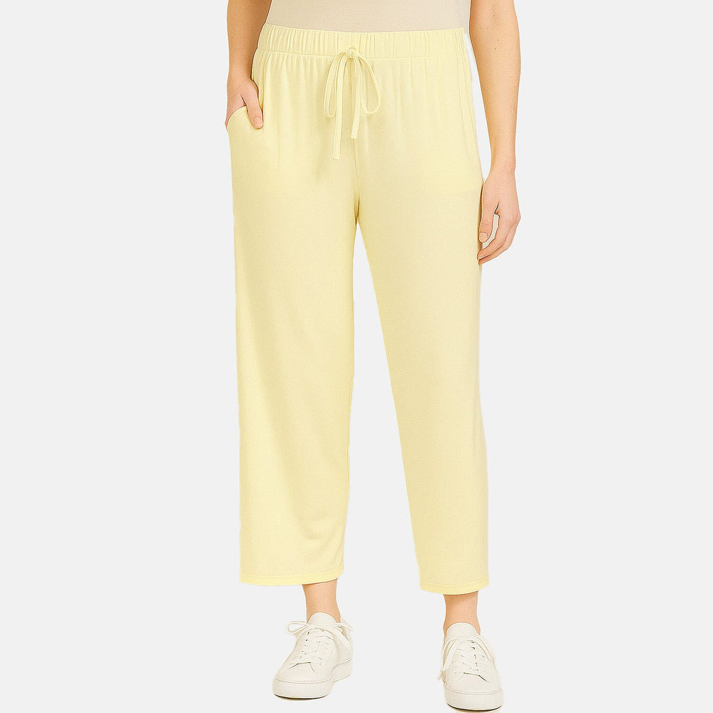 Anamor Ankle Grazer Trousers with Drawstring Cropped Pants (Size - XL-XXL) - Lemon