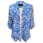 Anamor Zig Zag Print 2-in-1 Cardigan-Top (Size L) - Blue