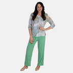 Anamor Printed Long Sleeve Top (Size L) - Aqua Leaf
