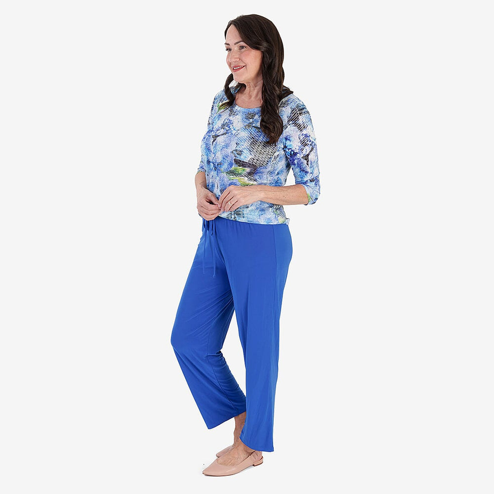 Anamor Printed Long Sleeve Top (Size L) - Cobalt