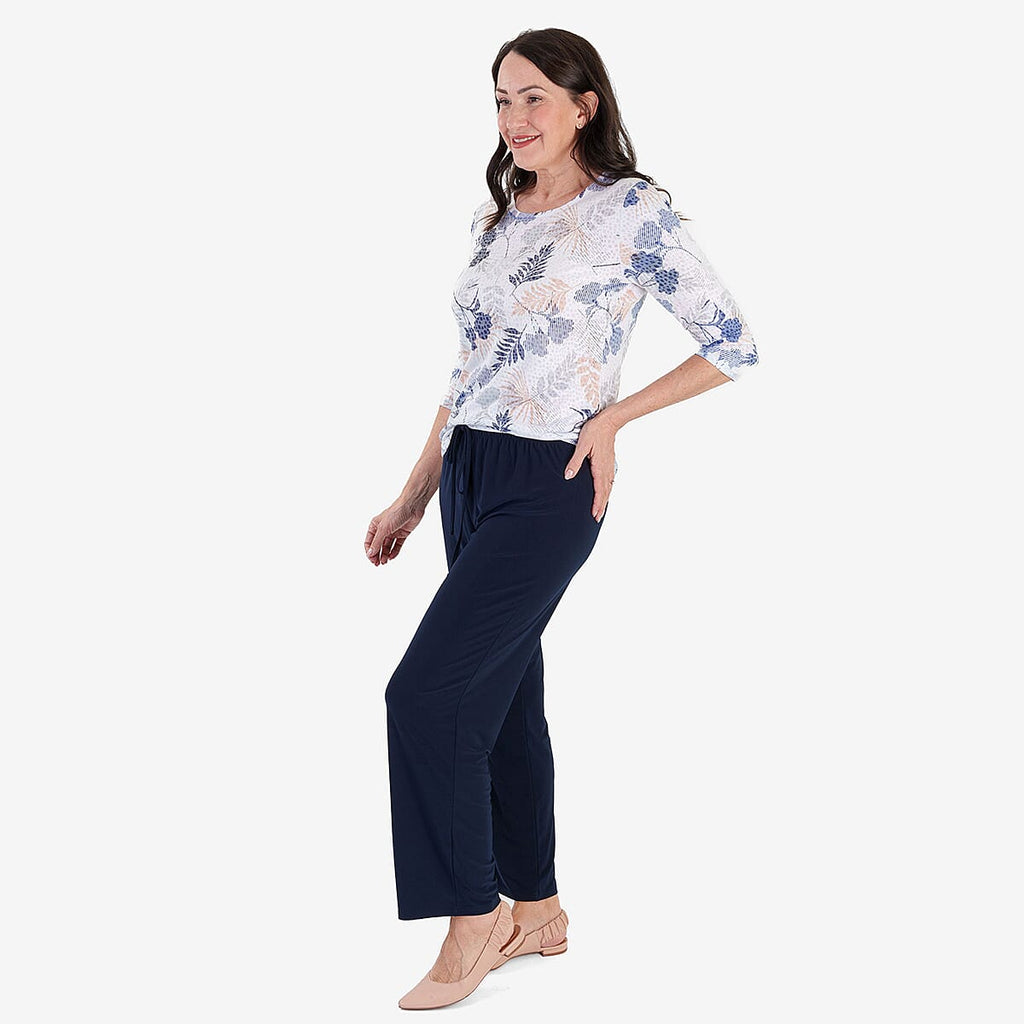 Anamor Printed Long Sleeve Top (Size L) - White