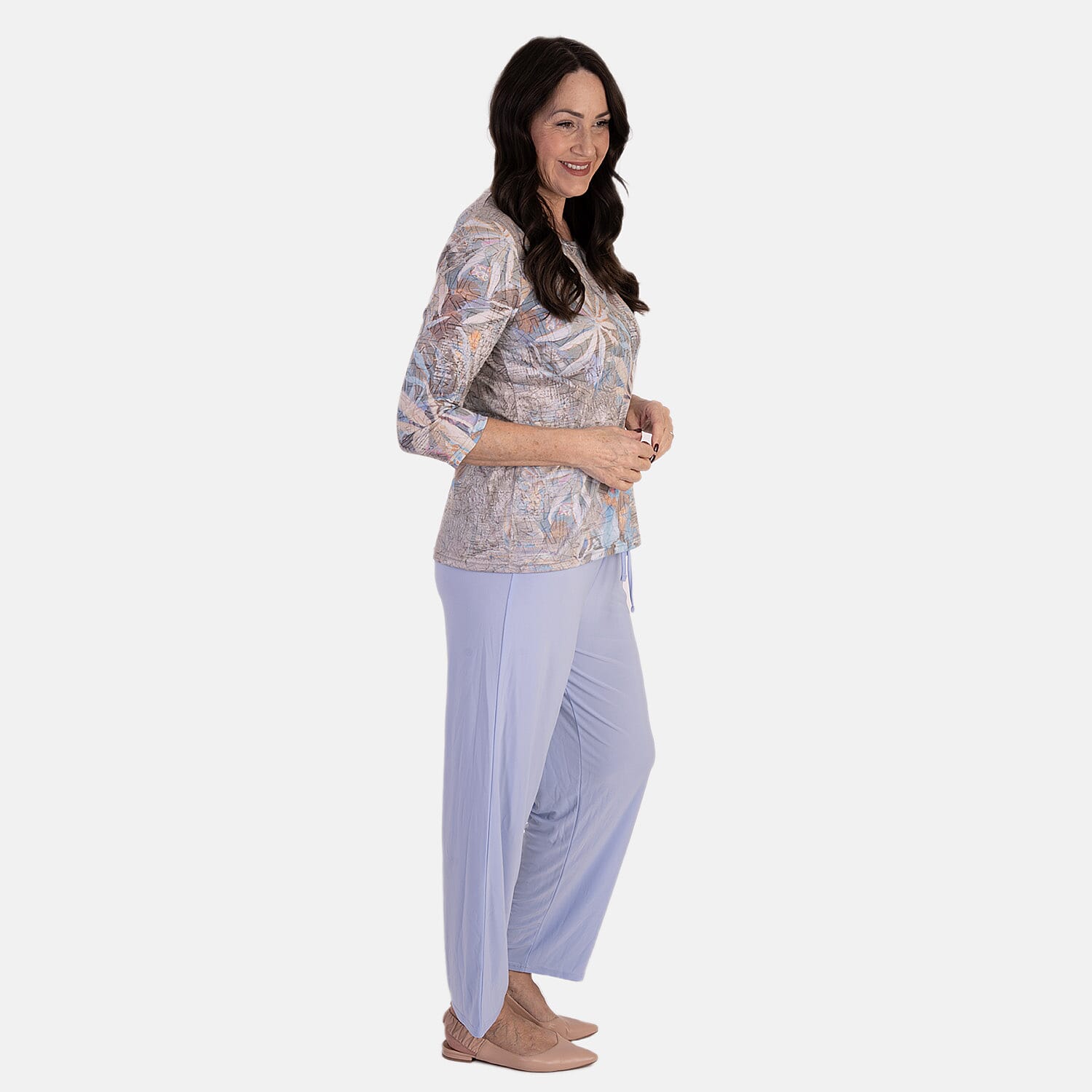 Anamor Printed Long Sleeve Top (Size M) - Blue