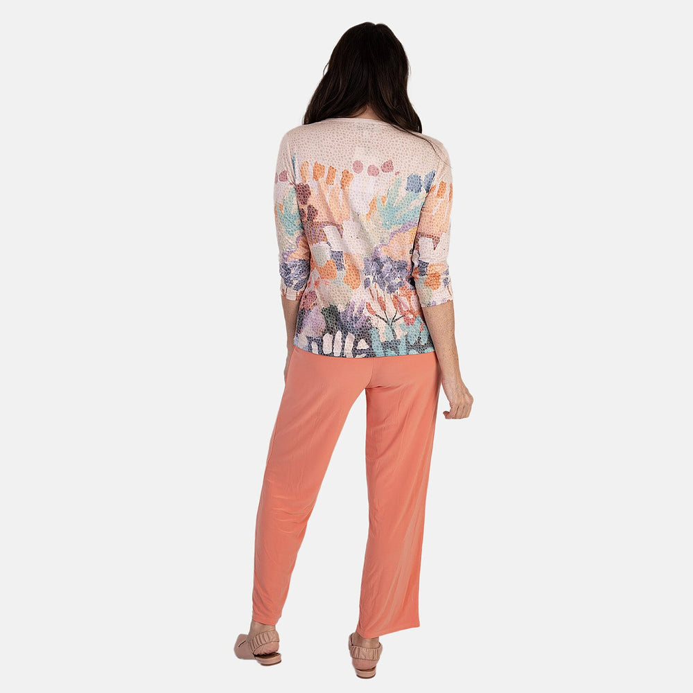 Anamor Printed Long Sleeve Top (Size XL) - Coral