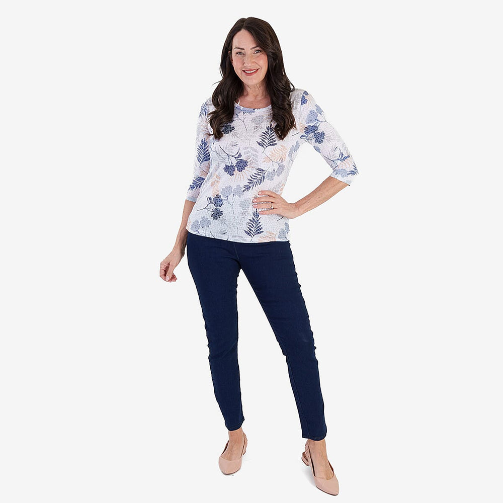 Anamor Printed Long Sleeve Top (Size XL) - White