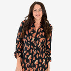 Anamor Printed Shirt Dress (Size S-M) - Black