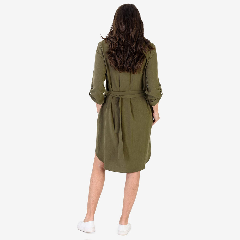 BRAND NEW LAUNCH - Anamor Solid Color Shirt Dress (Size S-M) - Olive