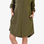 BRAND NEW LAUNCH - Anamor Solid Color Shirt Dress (Size S-M) - Olive