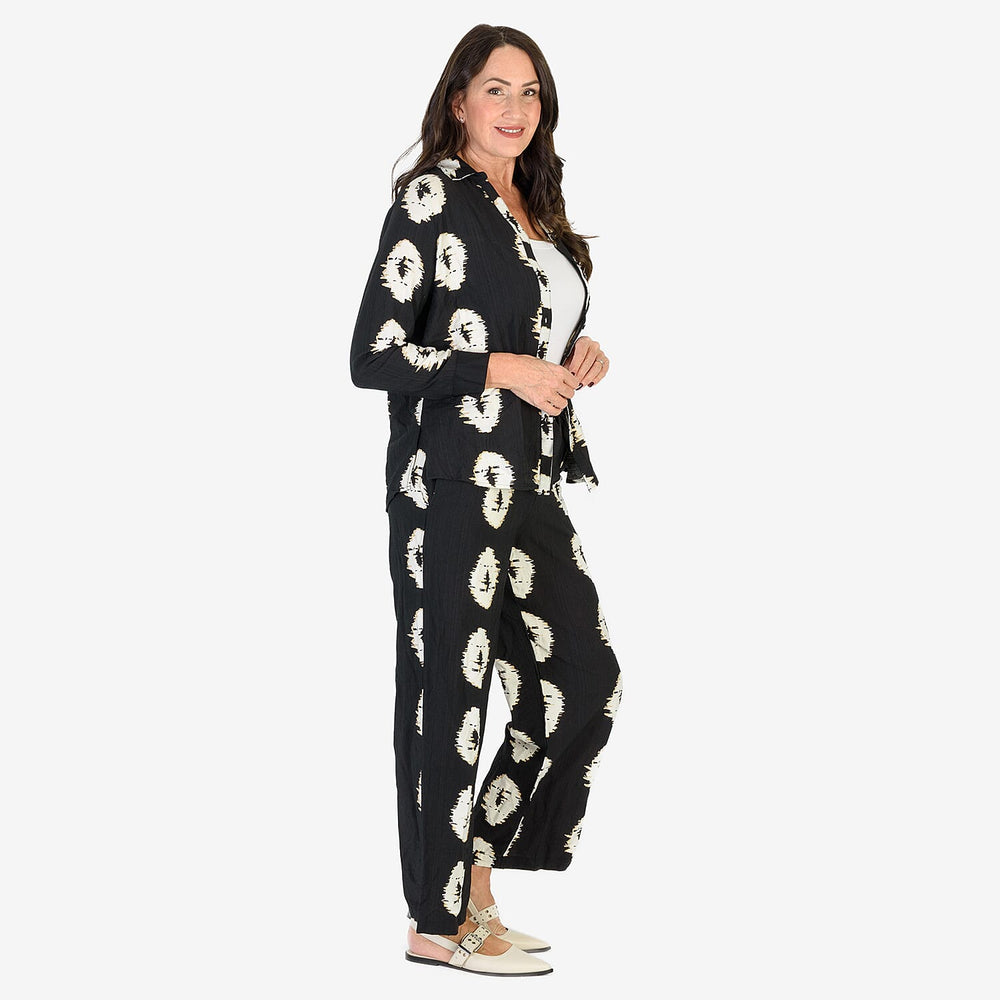 Anamor Printed Straight Fit Trousers (Size L-XL) - Black