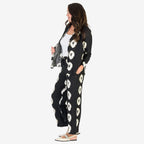 Anamor Printed Straight Fit Trousers (Size L-XL) - Black