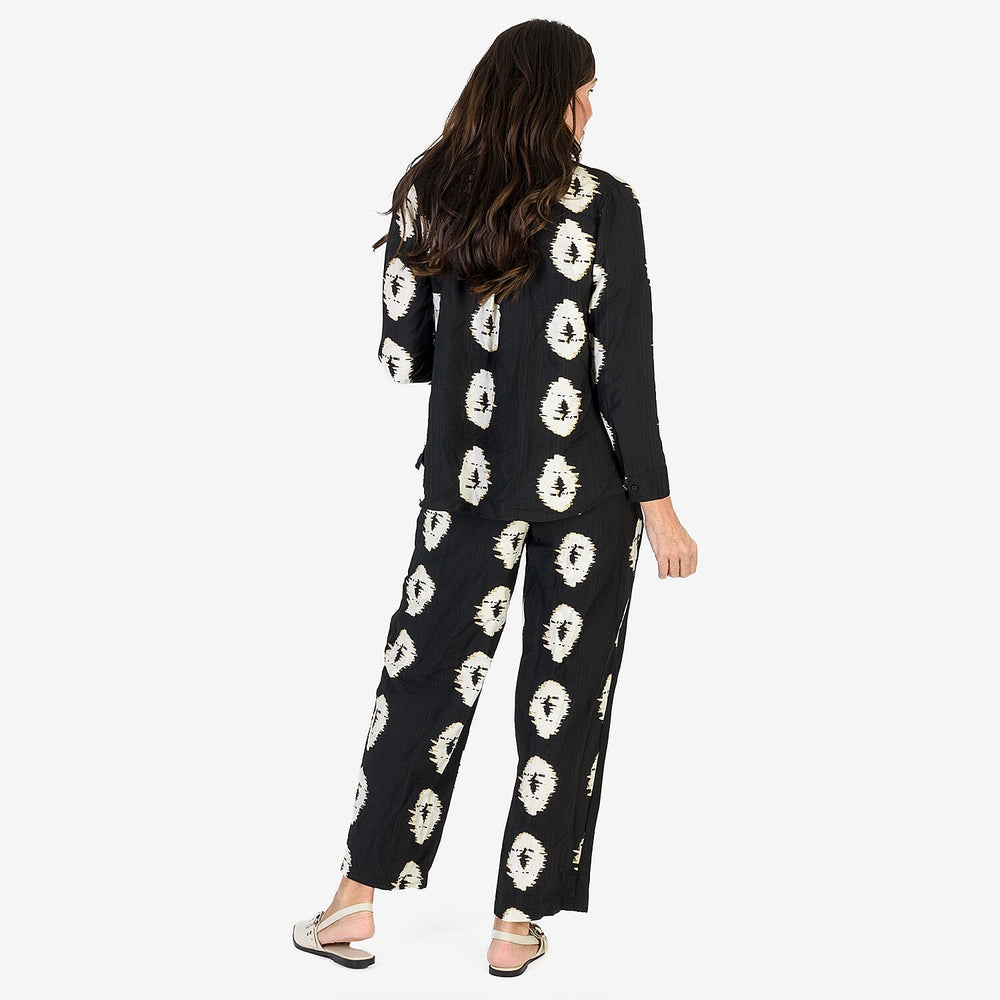 Anamor Printed Straight Fit Trousers (Size L-XL) - Black