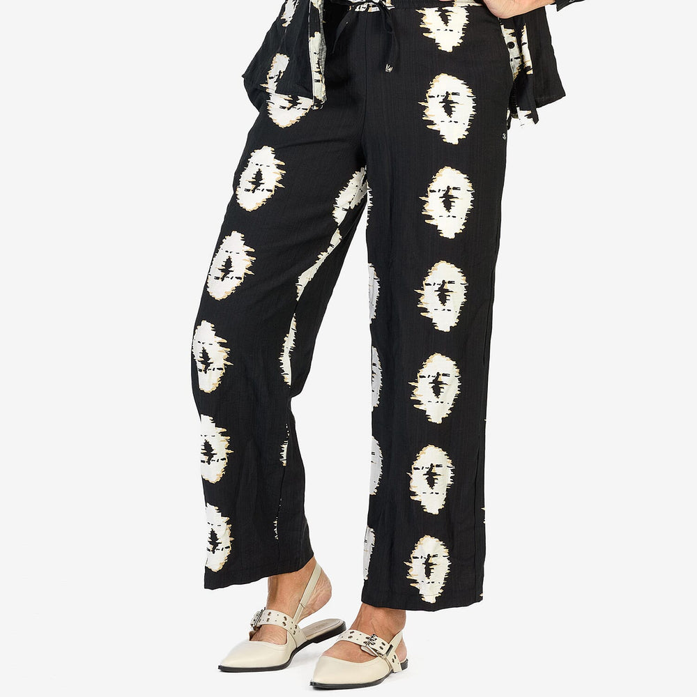 Anamor Printed Straight Fit Trousers (Size XXL) - Black