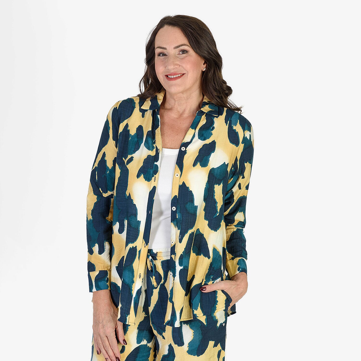 Anamor Printed Shirt (Size M-L) - Navy