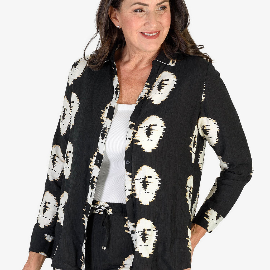 Anamor Printed Shirt (Size XXL) - Black