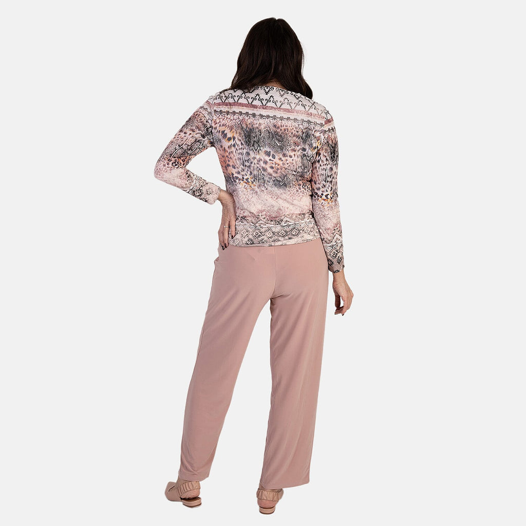 Anamor Printed Long Sleeve Top (Size L) - Dusty Pink