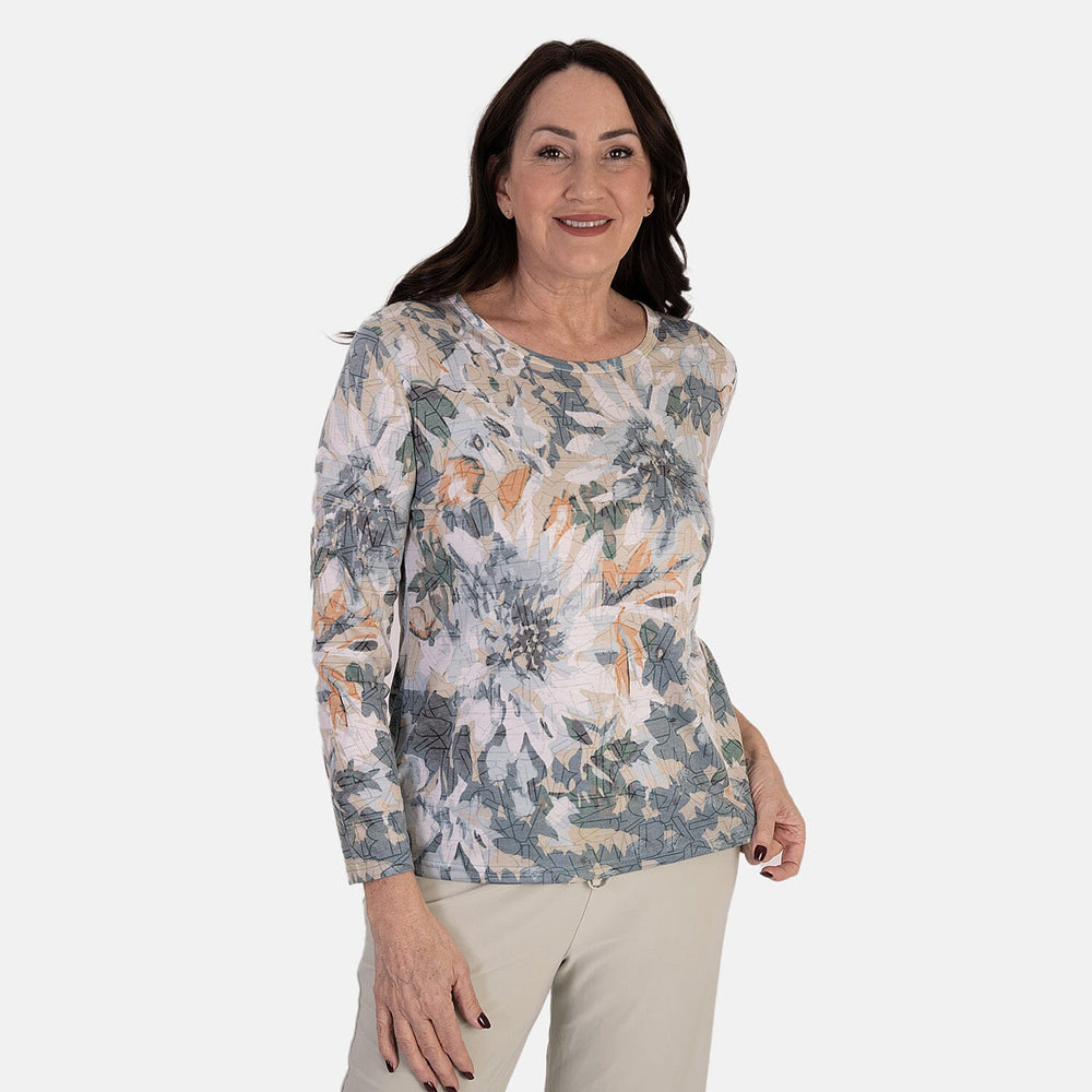 Anamor Printed Long Sleeve Top (Size L) - Mint