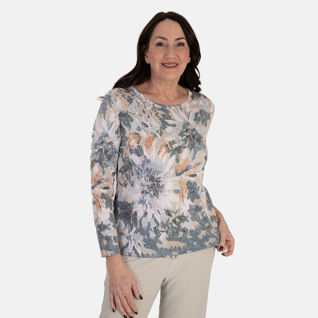 Anamor Printed Long Sleeve Top (Size S) - Mint