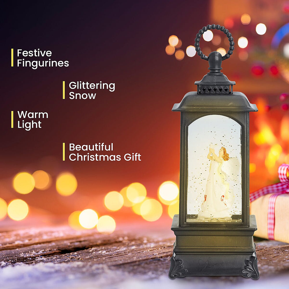 Christmas Angel Lantern Warm Light (Size 23x8x8Cm) - Black