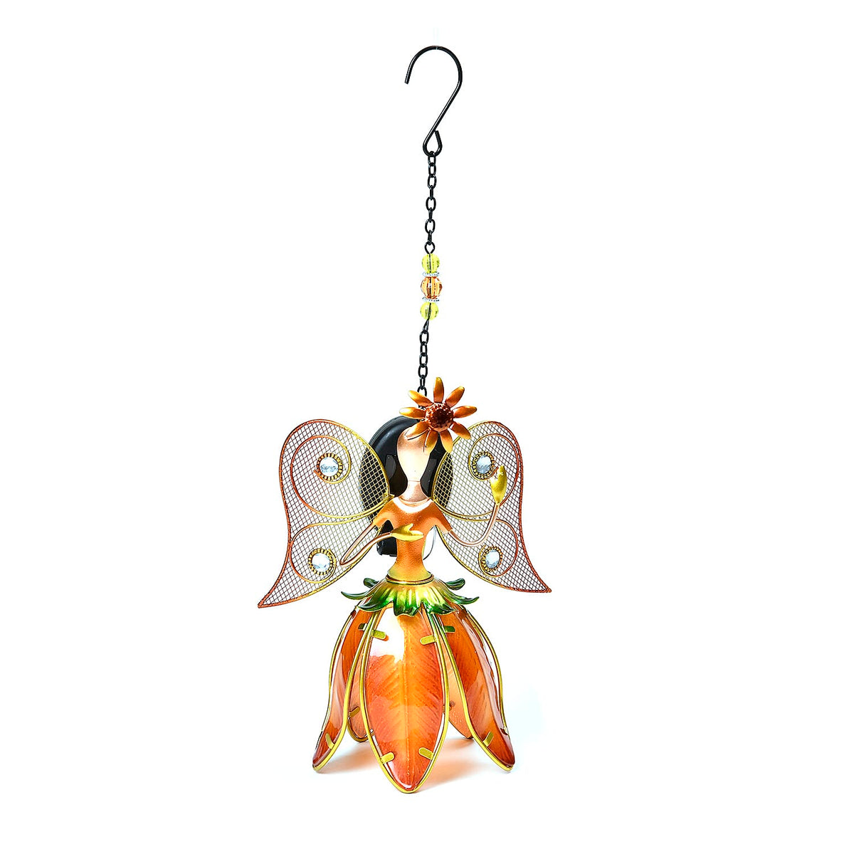 Iron Art Fairy Solar Outdoor Light Decoration (300mAh Battery) - Orange