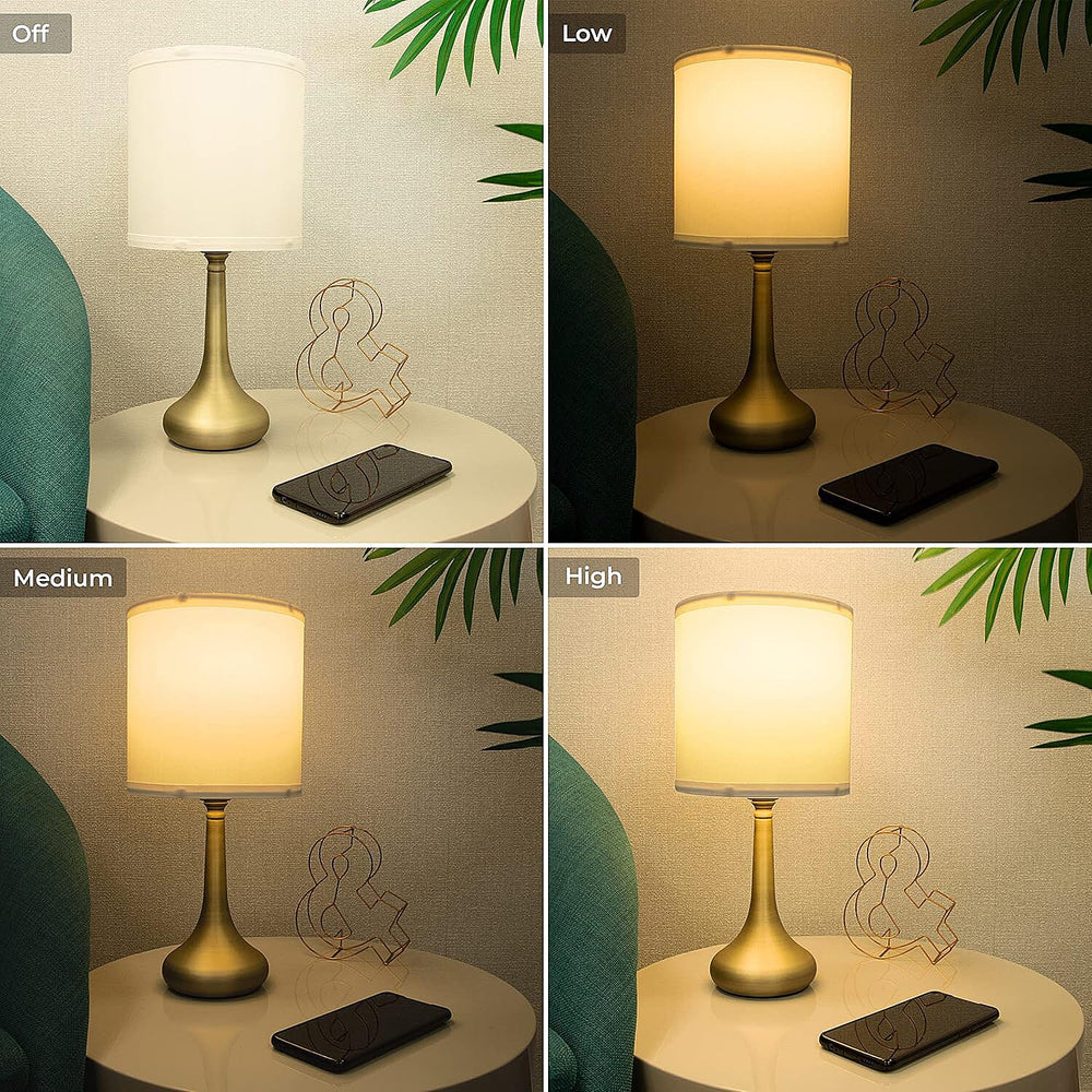 Sarav Chrome Touch Lamp with Grey Shade
