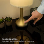 Sarav Chrome Touch Lamp with Grey Shade