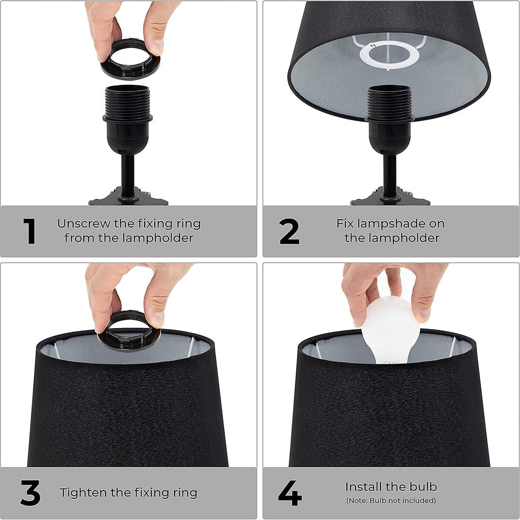 Parlak Elegant Black Shade Tripod Table Lamp with Grey Wood Base
