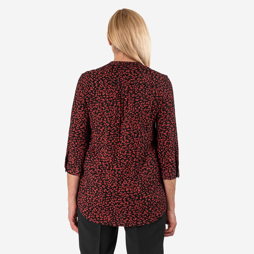 Animal Printed Relaxed Fit Shirt (Size 20) - Maroon