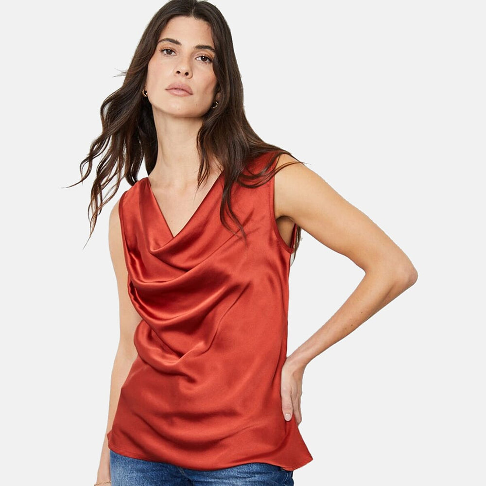 Another Sunday Cowl Neck Cami Top (Size 18) - Rust