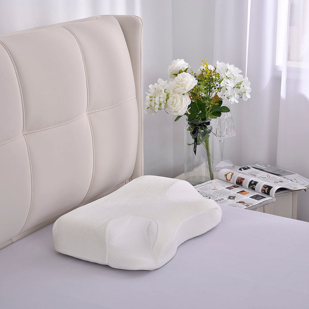 Anti Snore Memory Foam Pillow - Contoured Neck and Head Support - Soft & Breathable