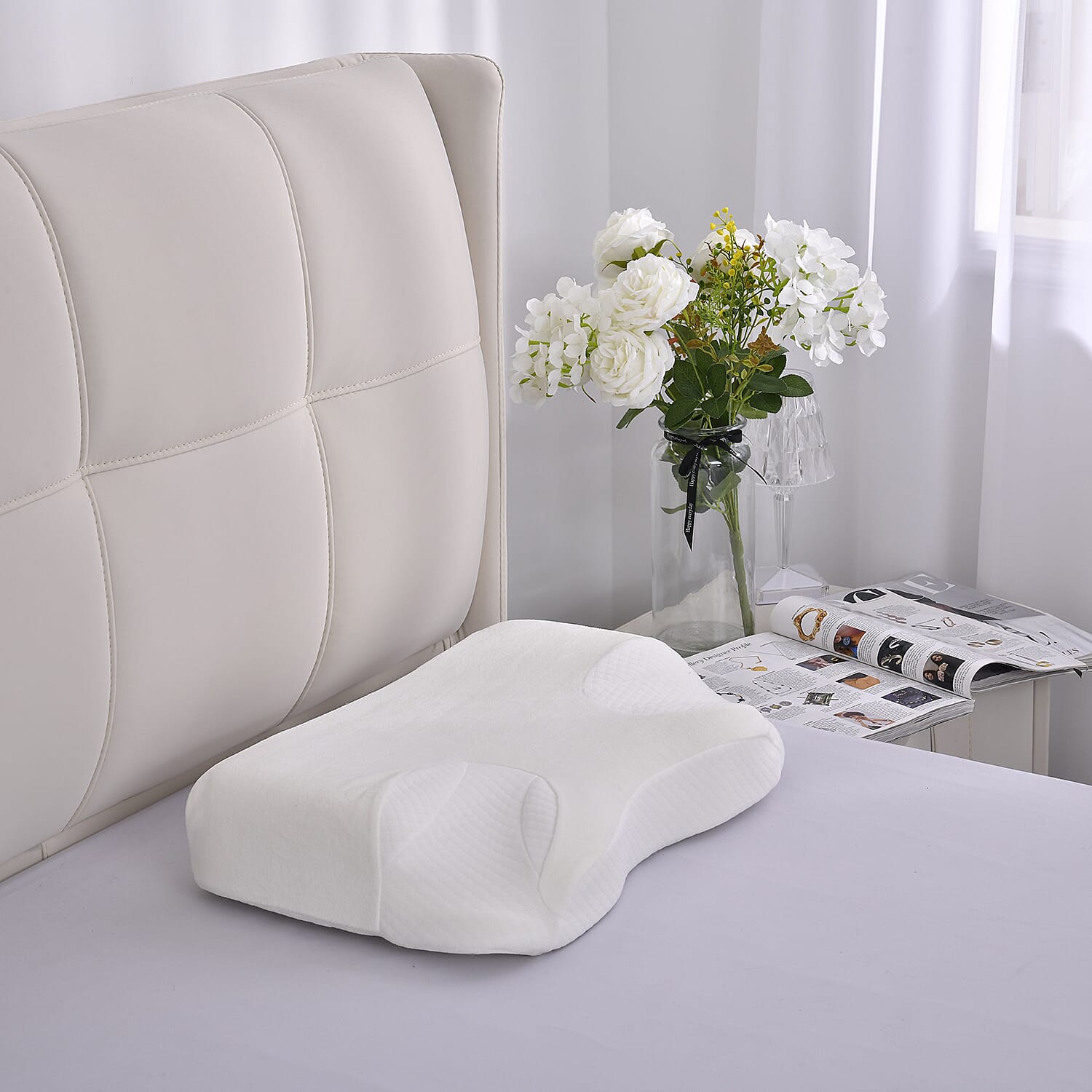 Anti Snore Memory Foam Pillow - Contoured Neck and Head Support - Soft & Breathable