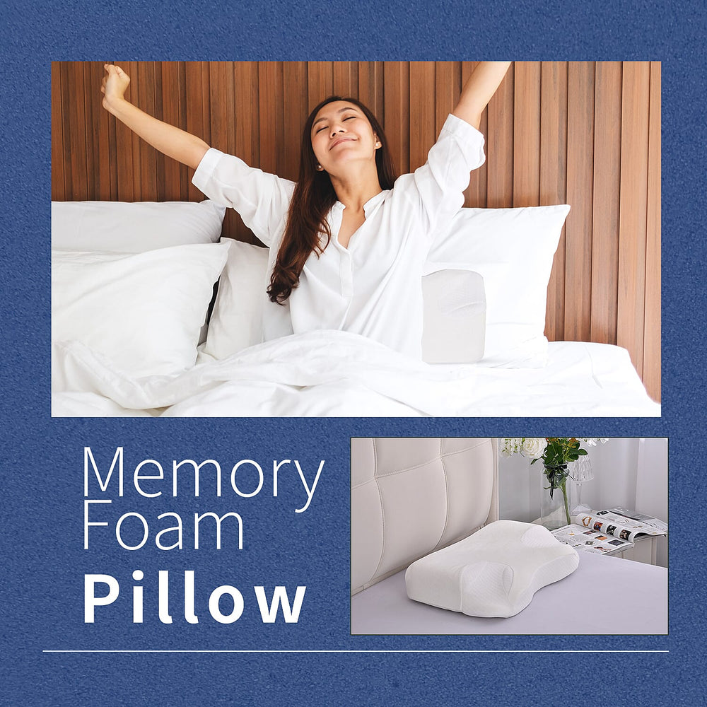 Anti Snore Memory Foam Pillow - Contoured Neck and Head Support - Soft & Breathable
