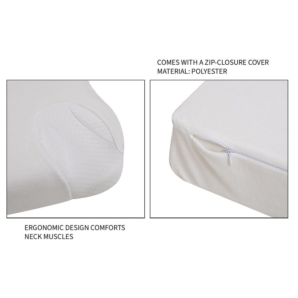 Anti Snore Memory Foam Pillow - Contoured Neck and Head Support - Soft & Breathable