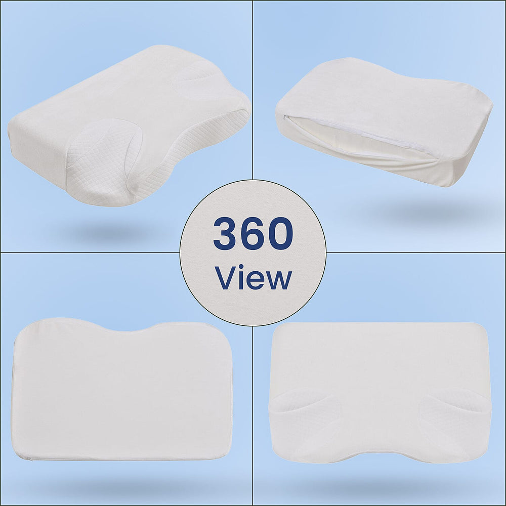 Anti Snore Memory Foam Pillow - Contoured Neck and Head Support - Soft & Breathable