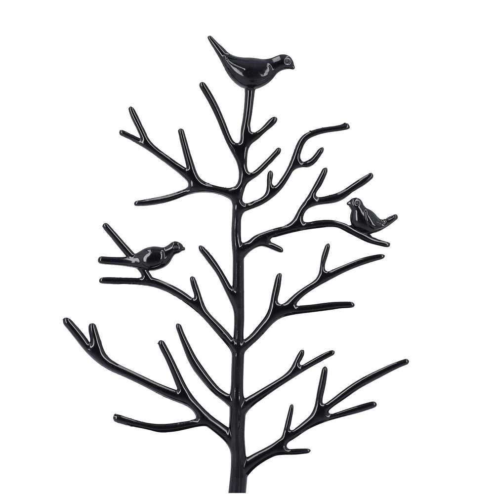 Antique Birds on Tree Stand Jewellery Holder Display in Black