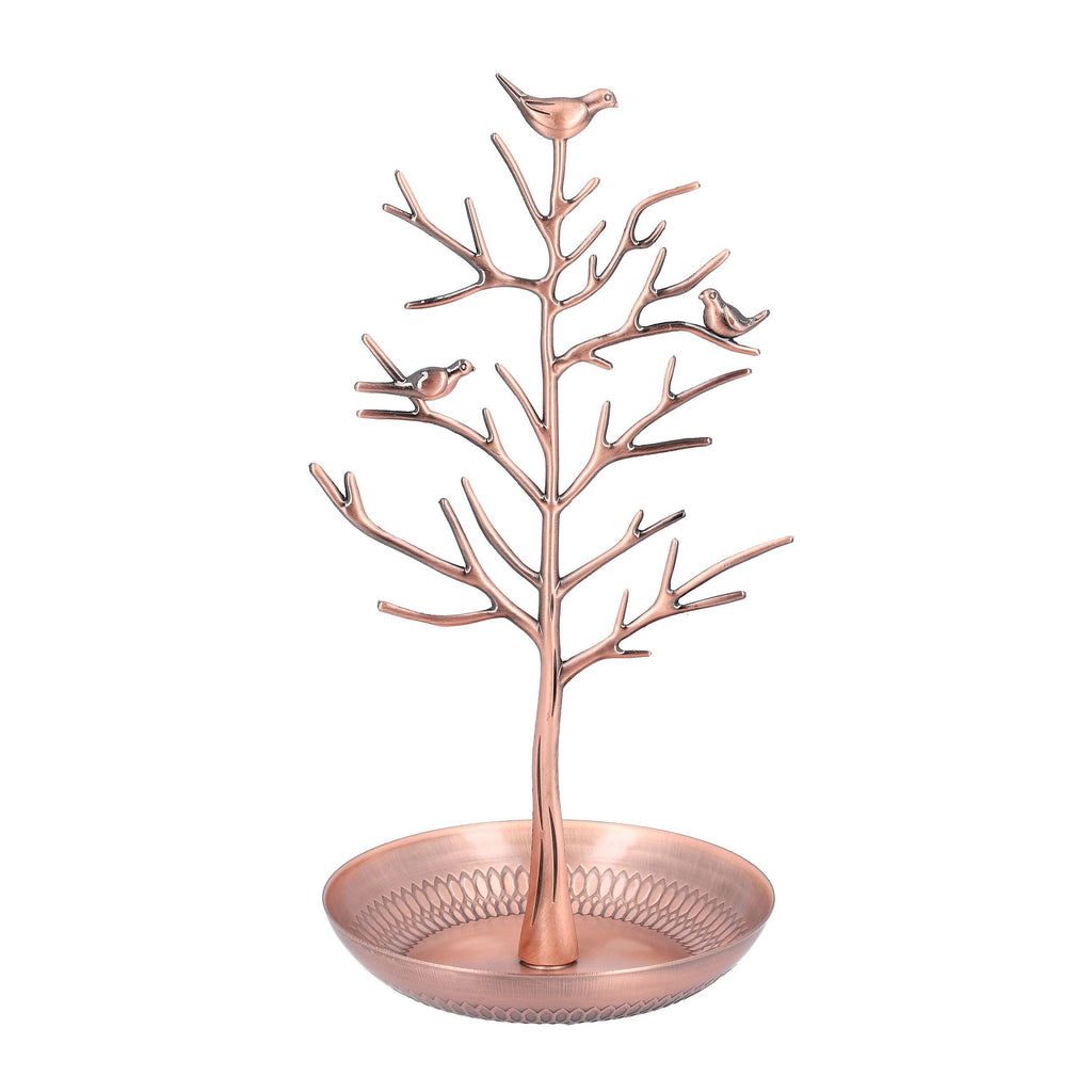 Vintage Style Antique Birds on Tree Jewellery Holder Stand (Size 30x15Cm) - Bronze