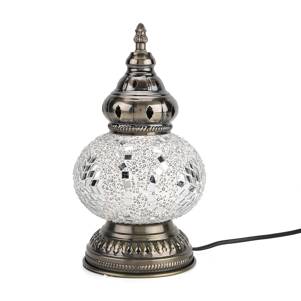 Handmade Moroccan Style Mosaic Table Lamp - White