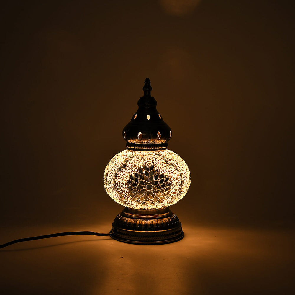 Handmade Moroccan Style Mosaic Table Lamp - White