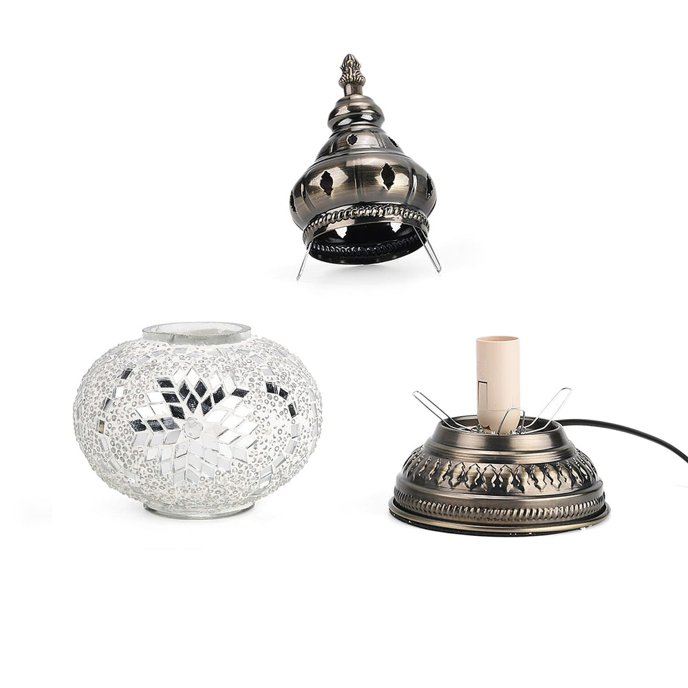 Handmade Moroccan Style Mosaic Table Lamp - White