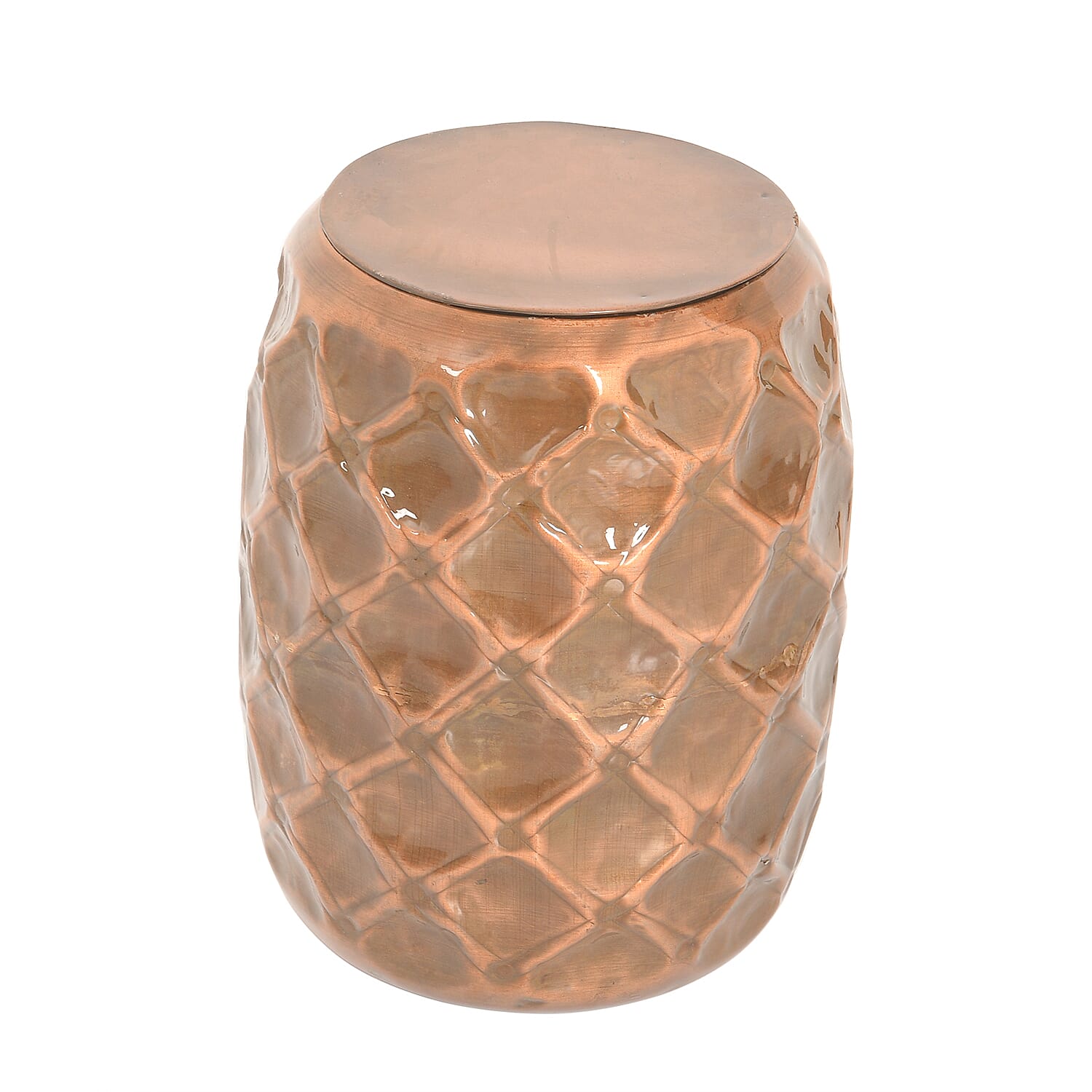 Antique Hammered Pattern Bronze Finished Stool with Storage (Size 14x11x11 Cm)