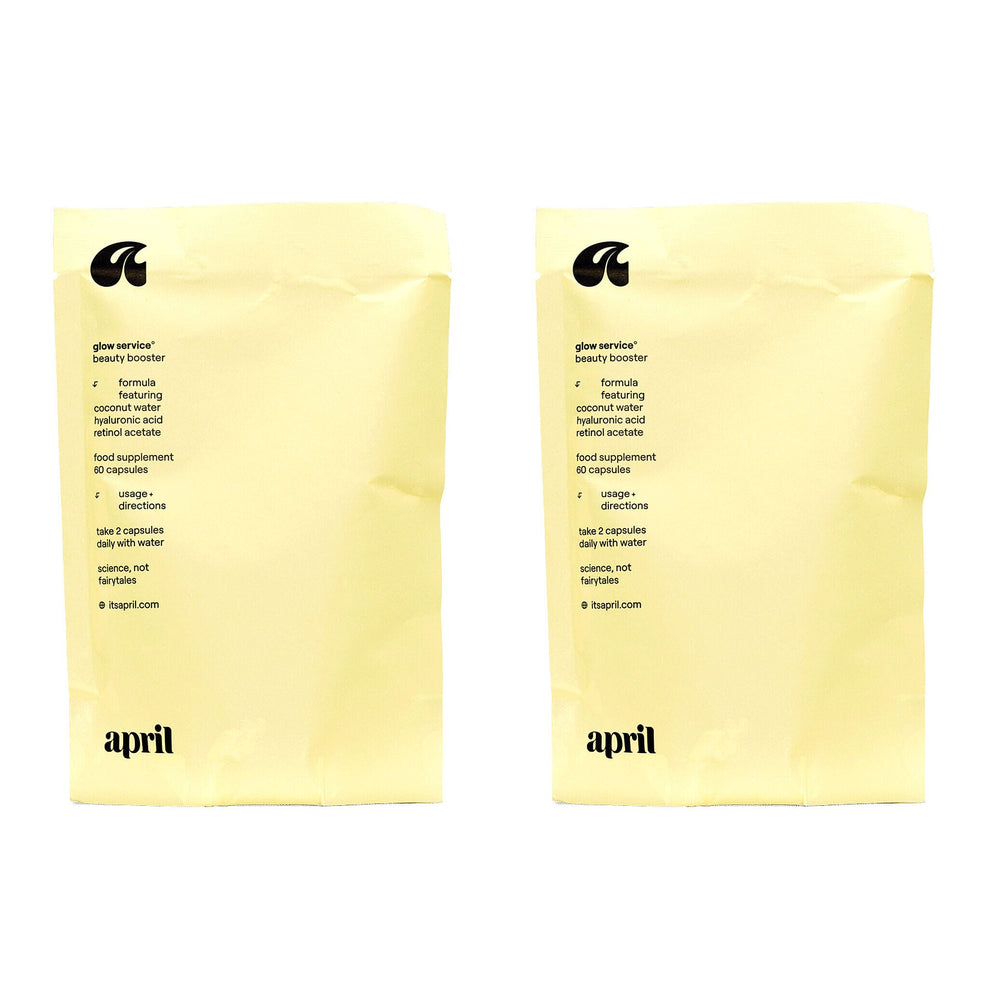 April Supplements Glow Service Skincare Beauty Booster Refill Paper Pouch 60 Capsules Duo