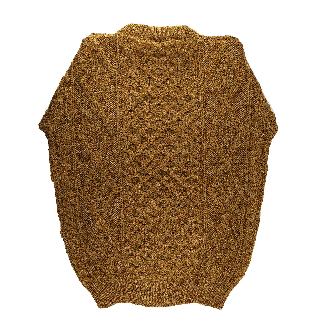 ARAN 100% Pure New Wool Irish Sweater (Size XS) - Mustard