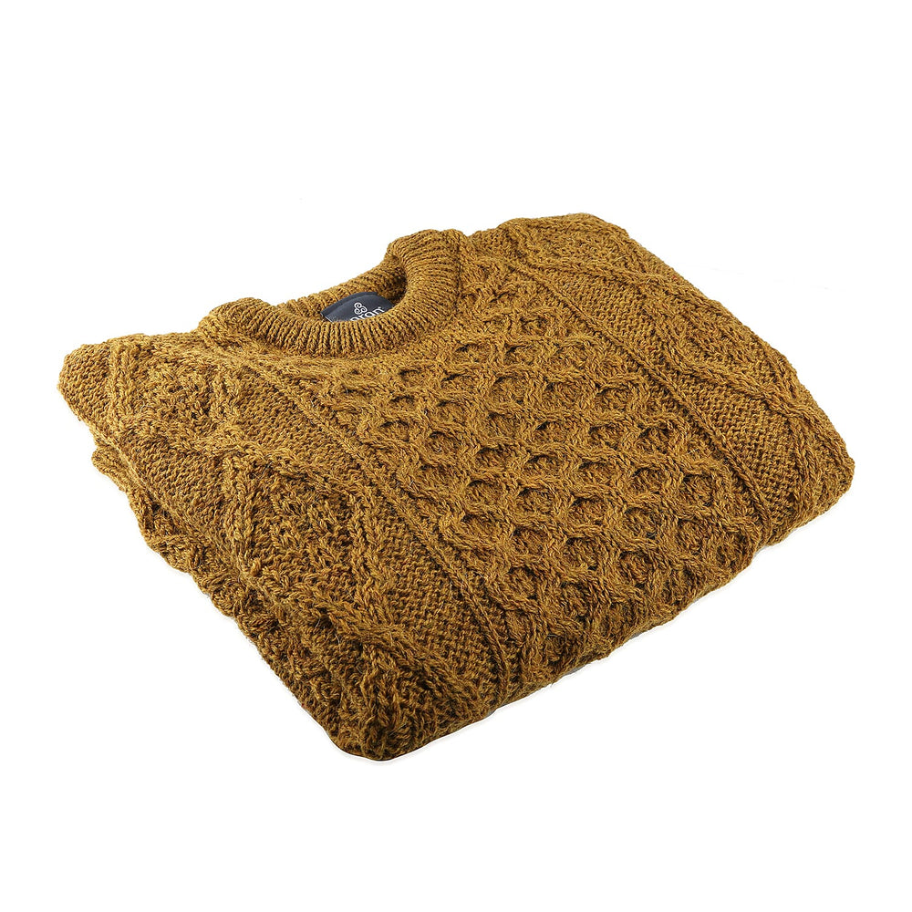 Aran 100% Pure New Wool Sweater (Size S) - Mustard Colour