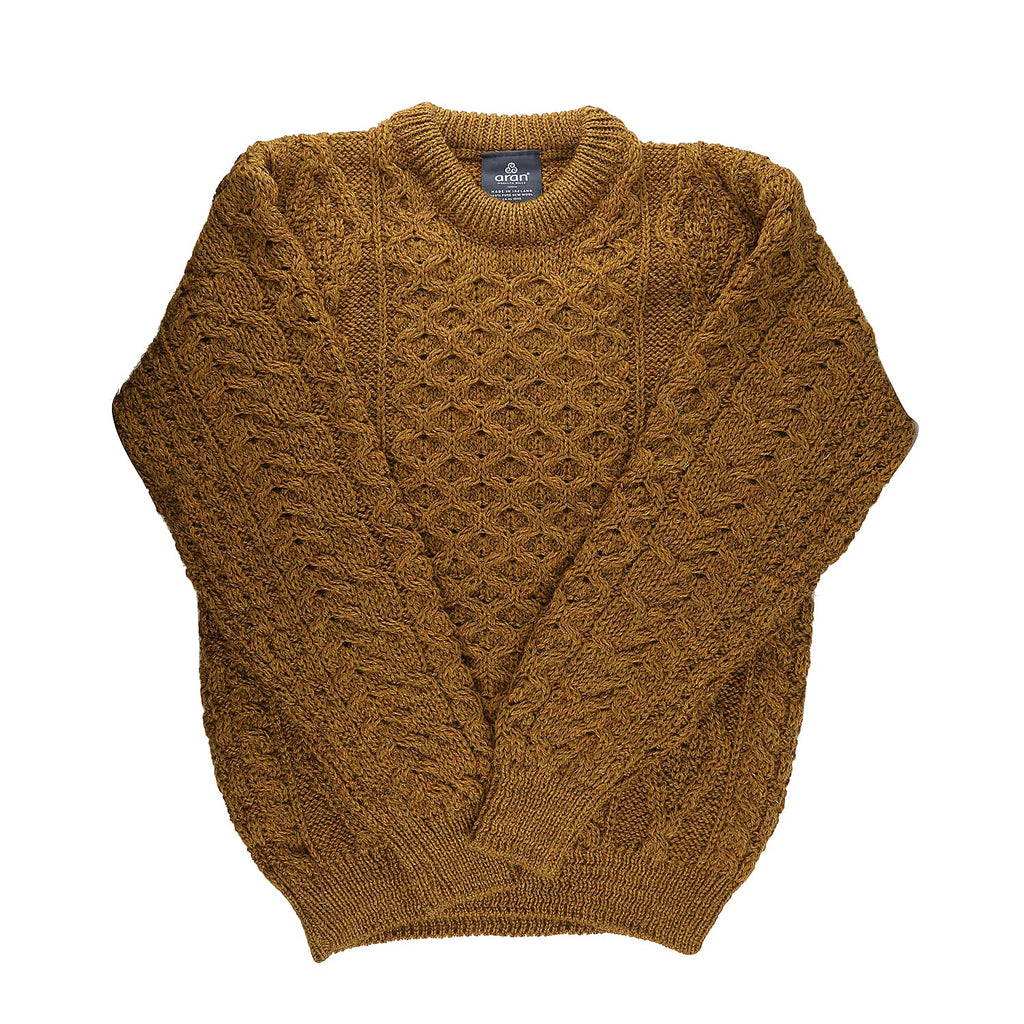Aran 100% Pure New Wool Sweater (Size S) - Mustard Colour