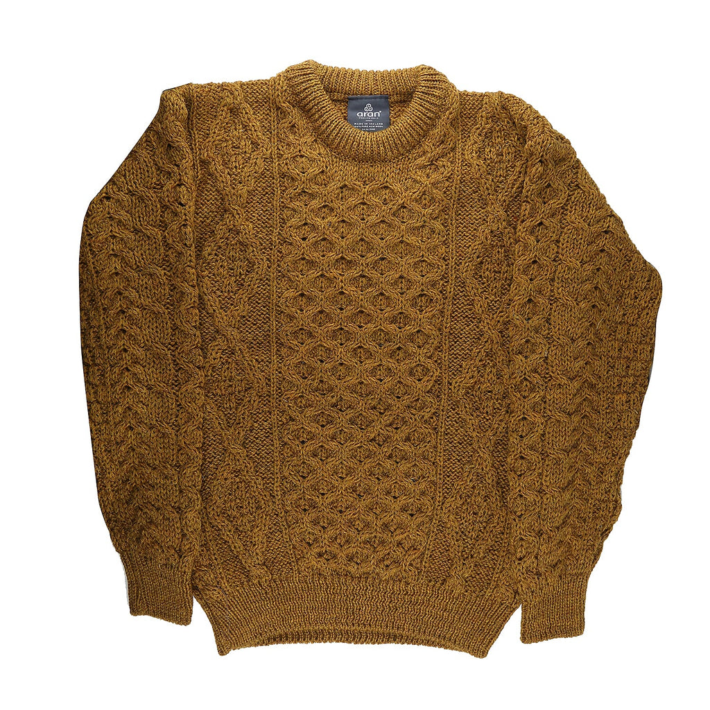 Aran 100% Pure New Wool Sweater (Size S) - Mustard Colour