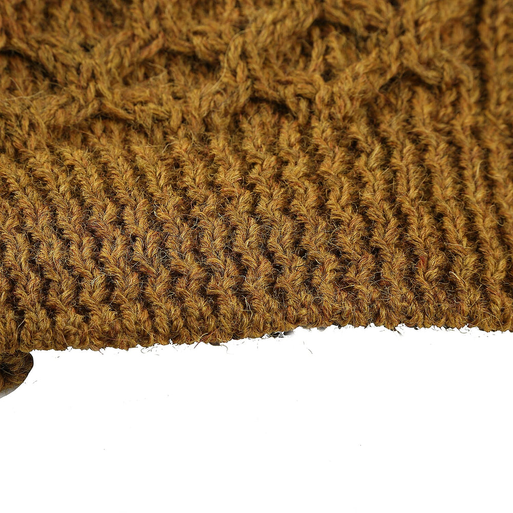 Aran 100% Pure New Wool Sweater (Size S) - Mustard Colour