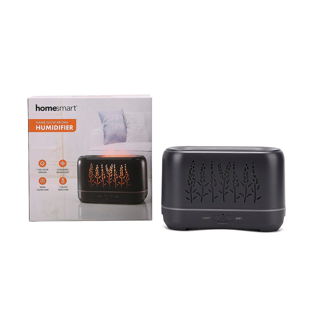 Flame Effect Aromal Diffuser with 10 Oils  - LED Light, Timer - Grey